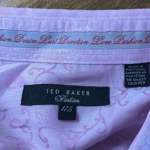 Ted Baker Fashion Pink Floral Cuff Link Dress Shirt size 17.5 - Picture 6 of 11